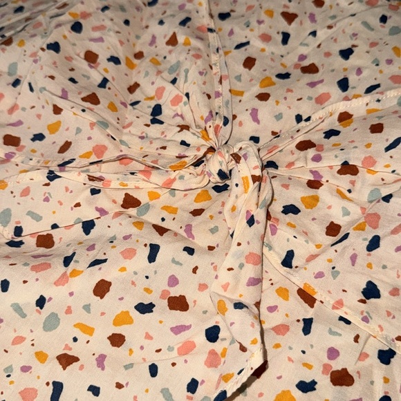 Madewell tank top blouse speckled size 14 cotton twist tie front detail v neck - Picture 3 of 6